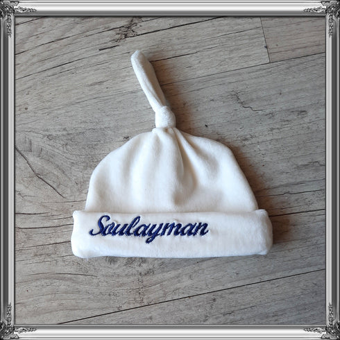 Mixed knotted bonnet embroidered first name in soft minky fabric or warm stuffed sweatshirt 13 colors